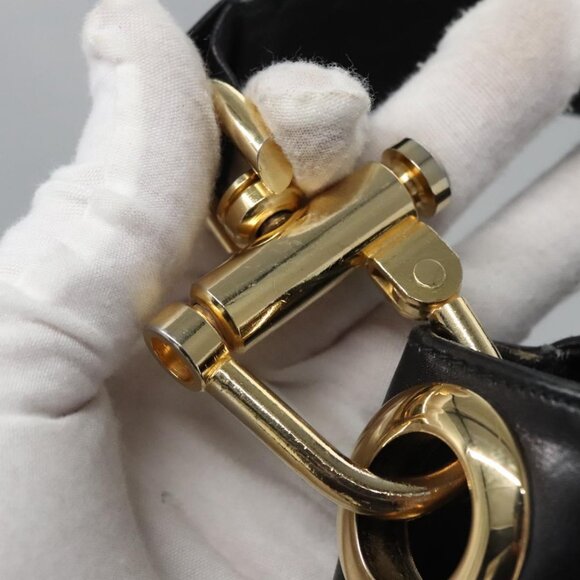 CELINE Shoulder Bag Leather Black Gold Auth EC517 - Picture 9 of 16